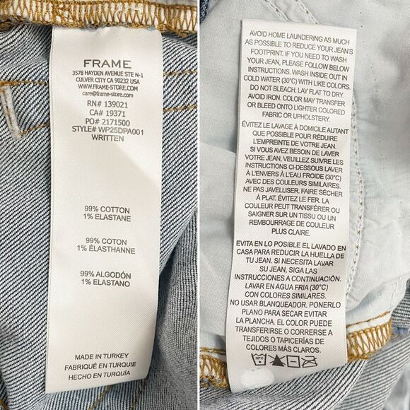 FRAME The Ruler Straight Leg Jeans in Written Blue Wash Size 29 High Rise Denim - Picture 11 of 12